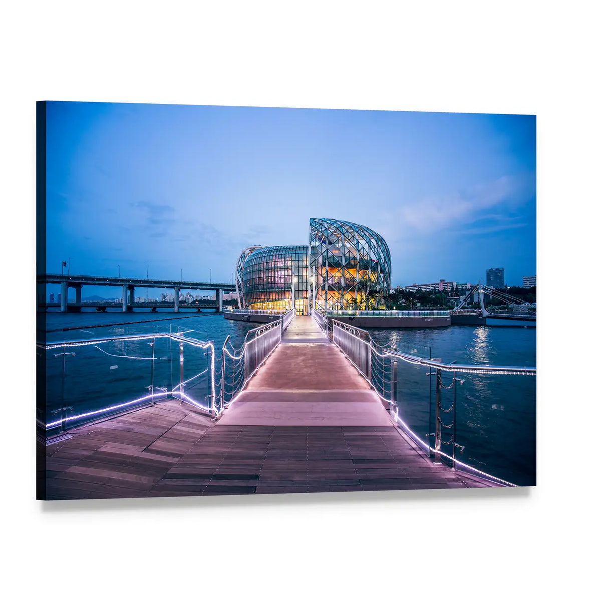 Seoul Night Skyline, South Korea Canvas Wall Art, single panel gallery wrapped canvas, angled product view