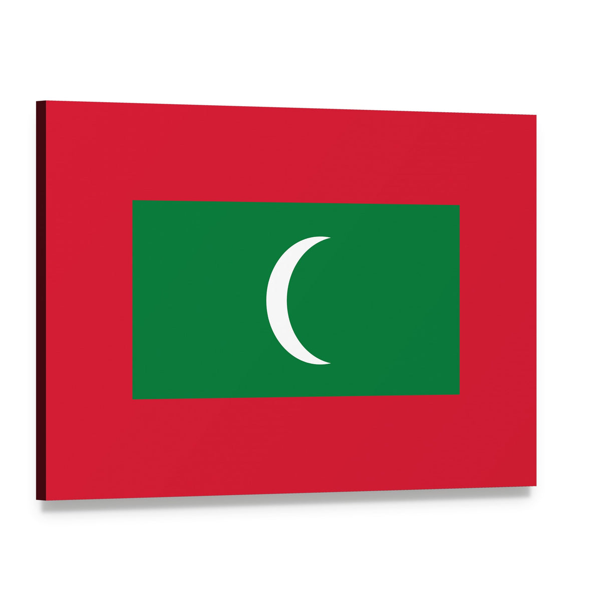 Maldives Flag with Crescent Canvas Wall Art, single panel gallery wrapped canvas, angled product view