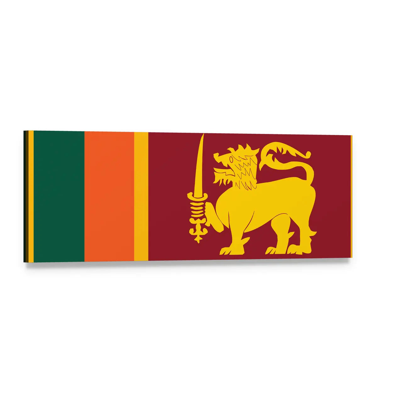 Sri Lankan Flag with Lion Emblem Panoramic Canvas Wall Art, single panel gallery wrapped canvas, angled product view