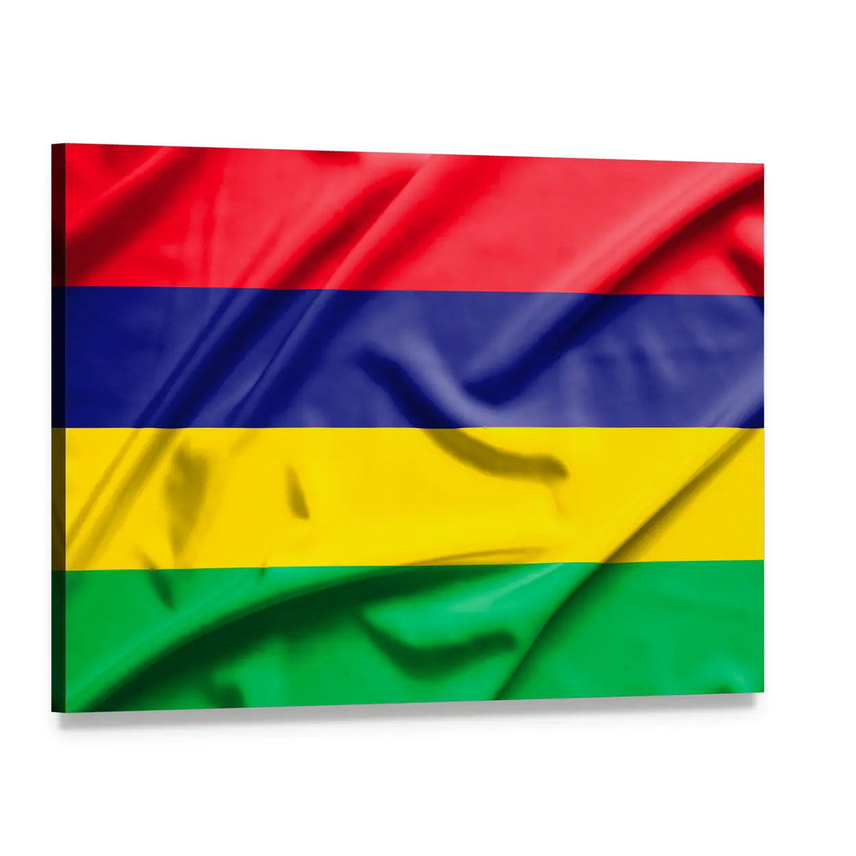 Waving Mauritius Flag Canvas Wall Art, single panel gallery wrapped canvas, angled product view