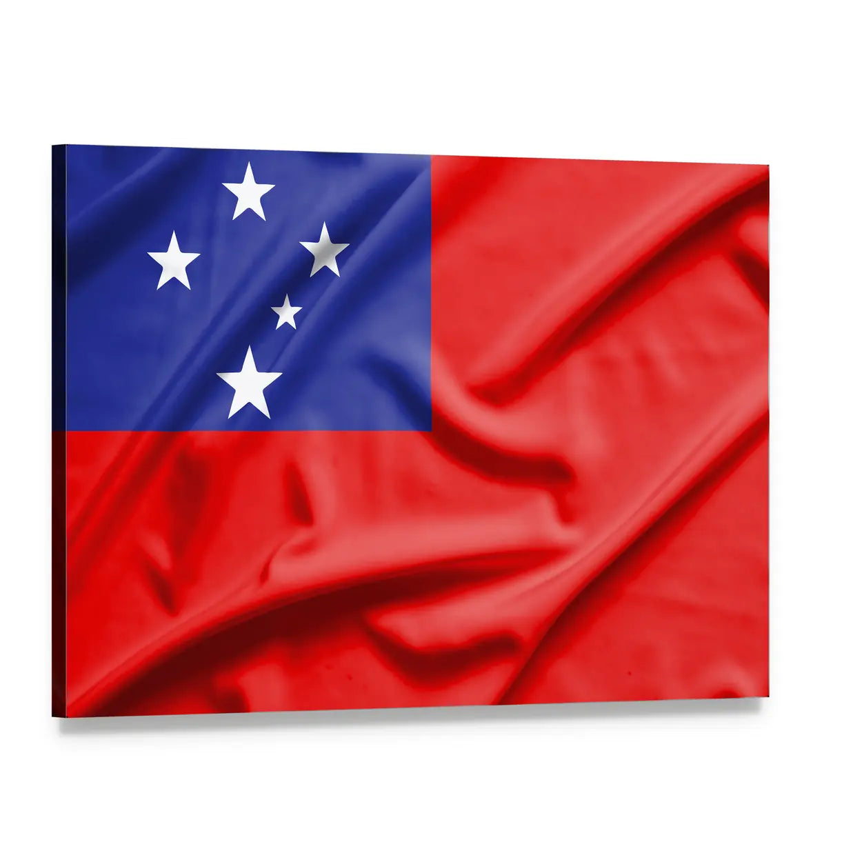 Samoa Flag on Silk Texture Canvas Wall Art, single panel gallery wrapped canvas, angled product view