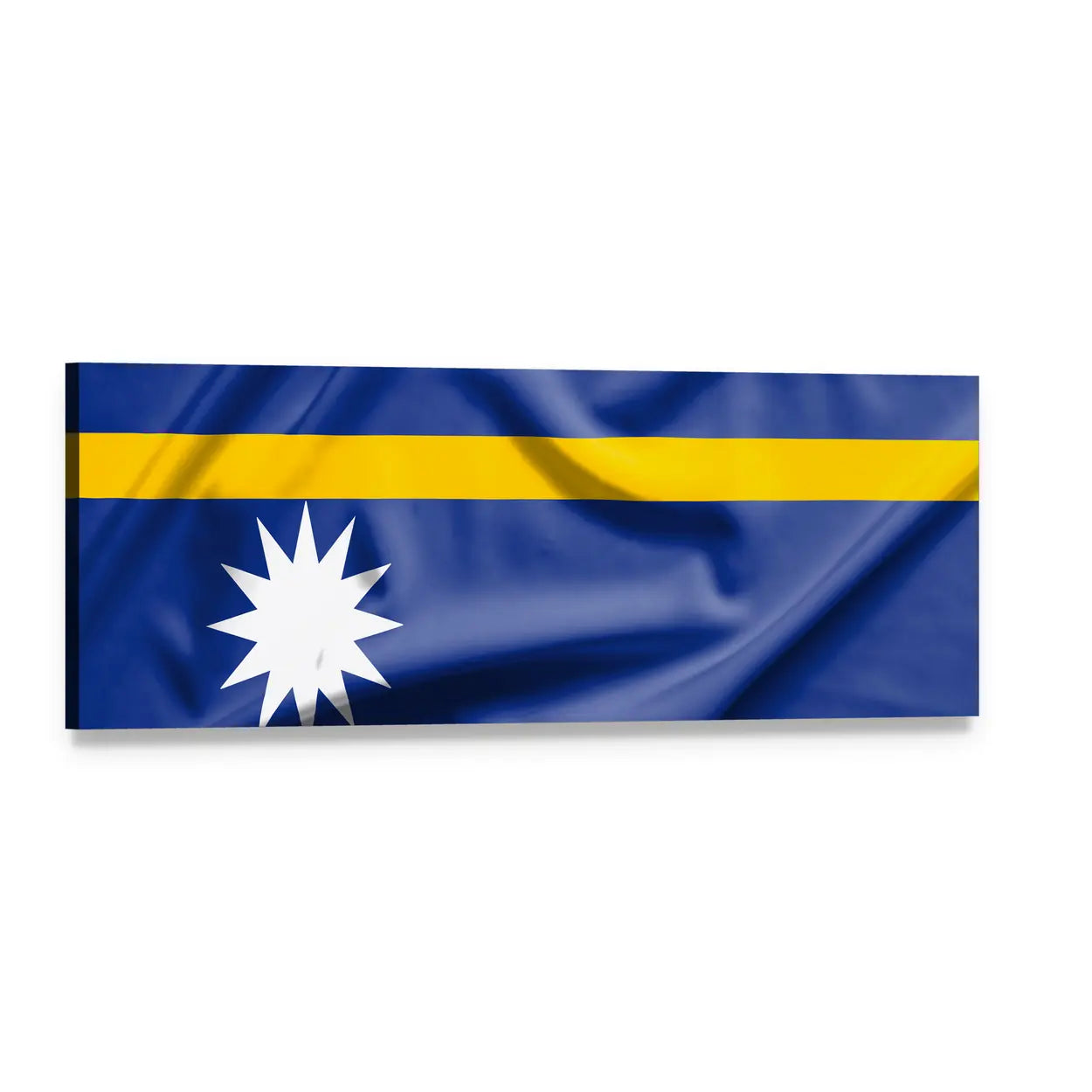 Nauru Flag with Twelve-pointed Star Panoramic Canvas Wall Art, single panel gallery wrapped canvas, angled product view