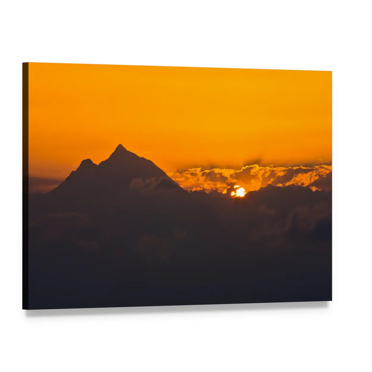 Sunrise At Holy Mountain Athos In Chalkidiki Greece Canvas Wall Art, single panel gallery wrapped canvas, angled product view