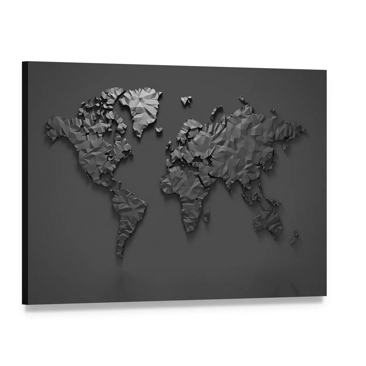 Origami 3d World Map Canvas Wall Art, single panel gallery wrapped canvas, angled product view