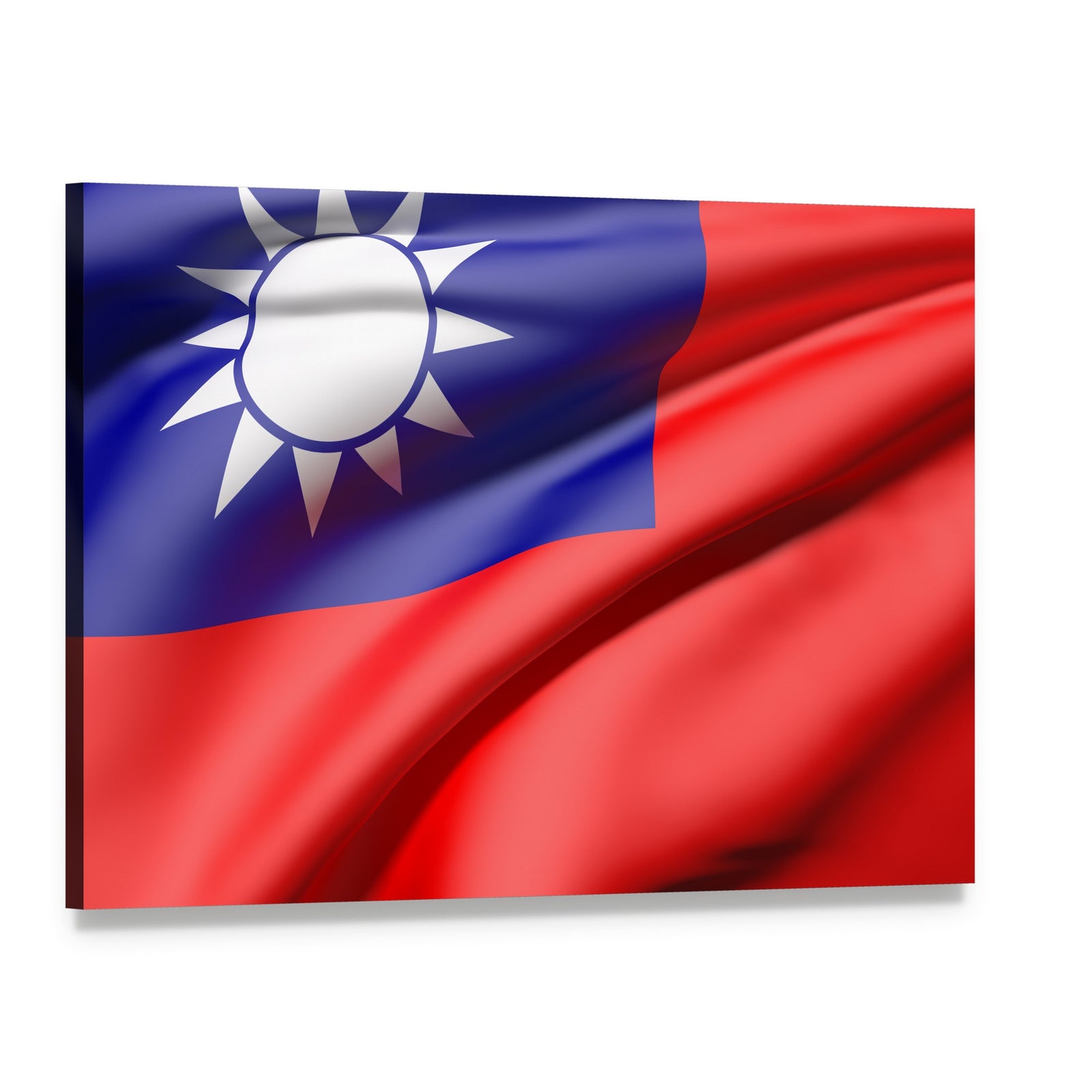 Waving Taiwan Flag Canvas Wall Art, single panel gallery wrapped canvas, angled product view