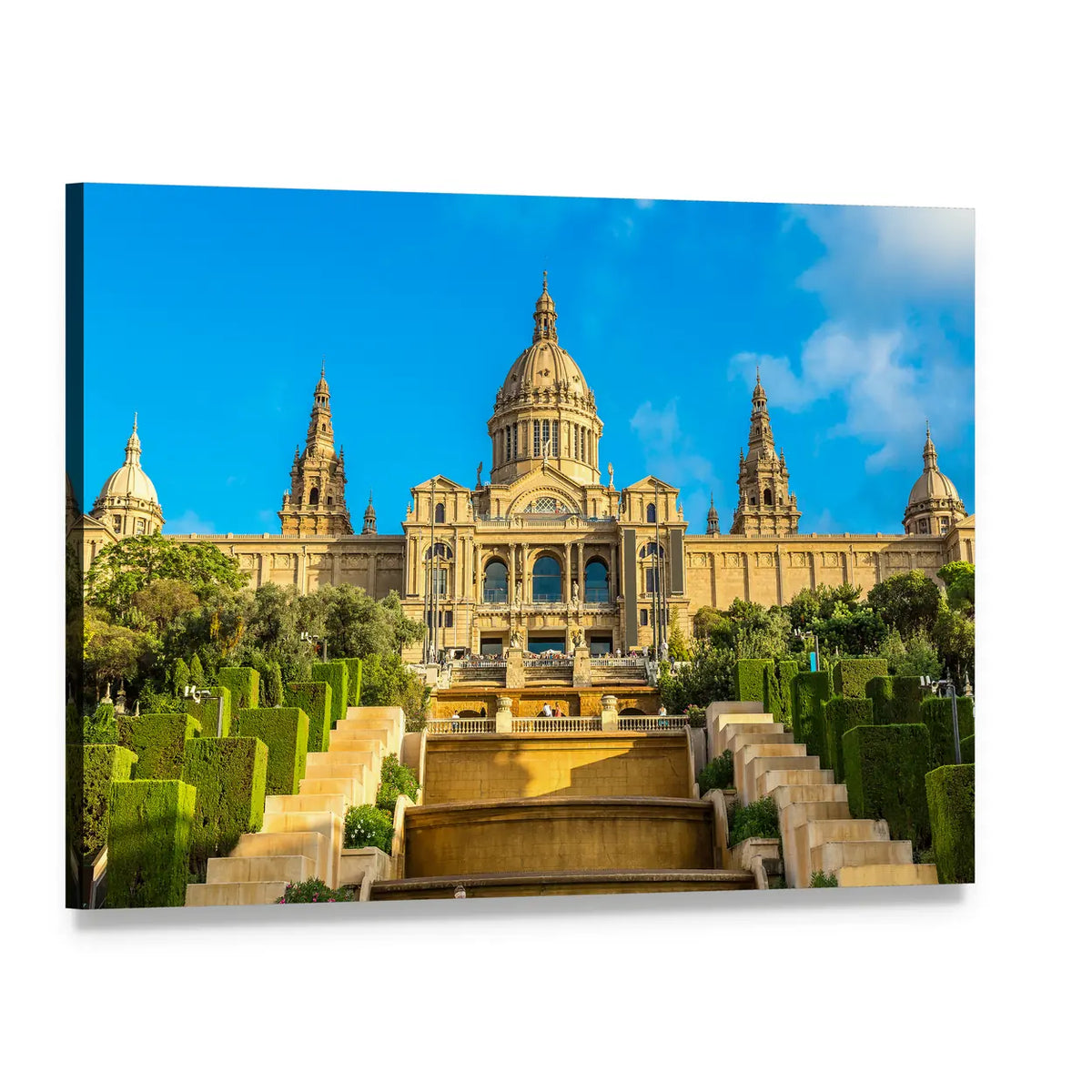 Placa De Ispania Barcelona Palace of Justice Canvas Wall Art, single panel gallery wrapped canvas, angled product view