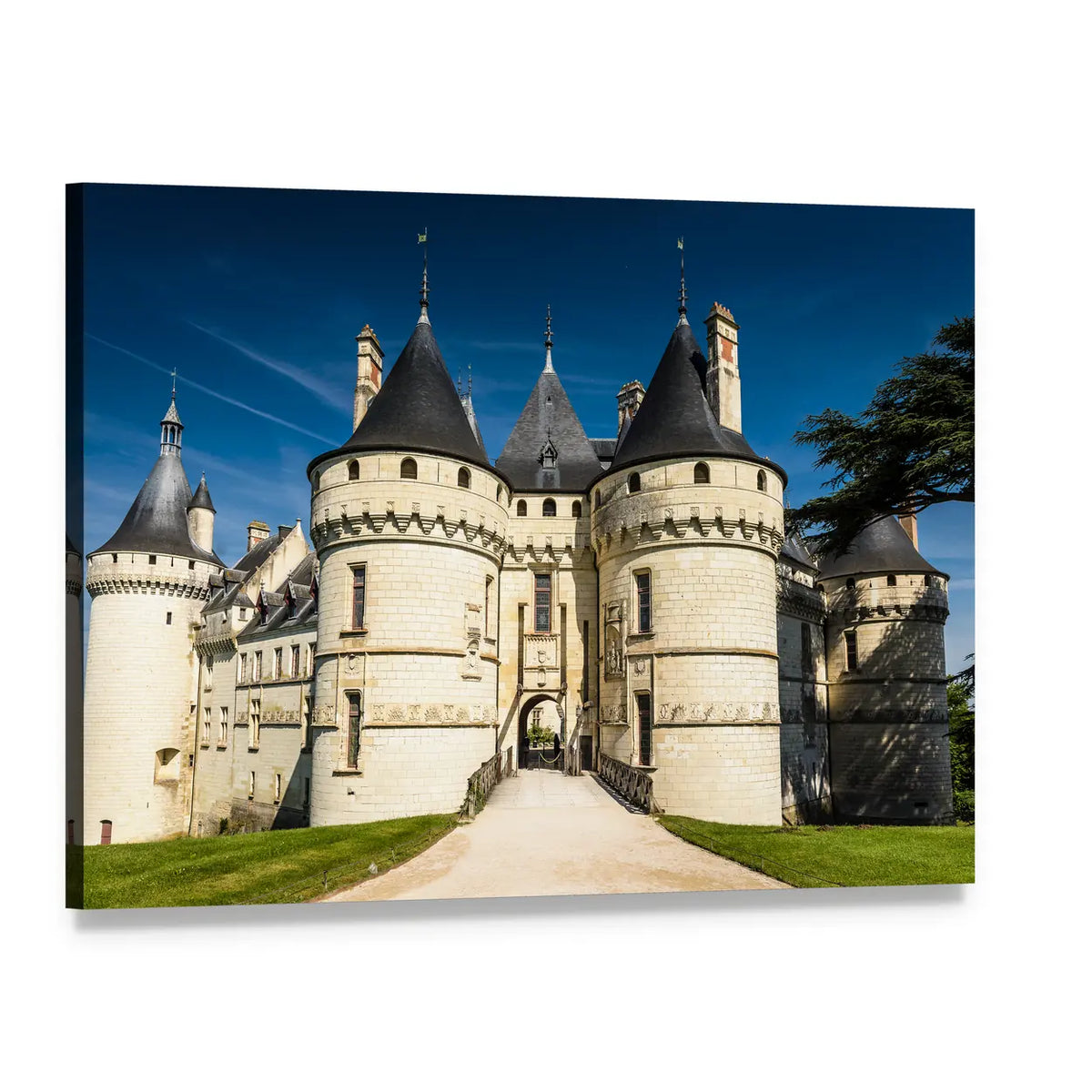 Chateau De Chaumont Canvas Wall Art, single panel gallery wrapped canvas, angled product view