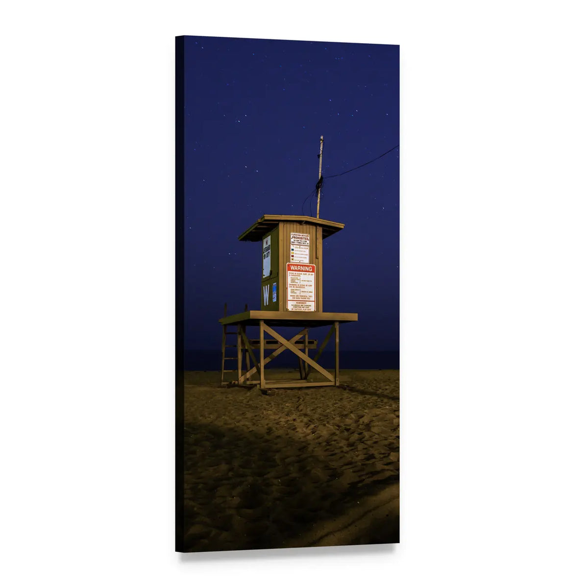 Lifeguard Tower on Sandy Beach Vertical Canvas Wall Art, 1 panel 1 Vertical layout gallery wrapped canvas set, angled product view