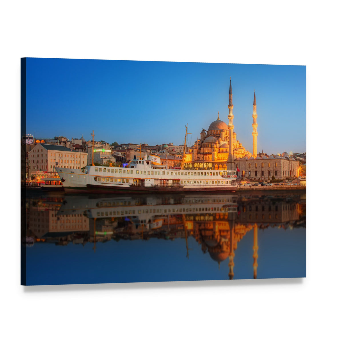 Sunset from Galata Bridge Istanbul Turkey Canvas Wall Art, single panel gallery wrapped canvas, angled product view