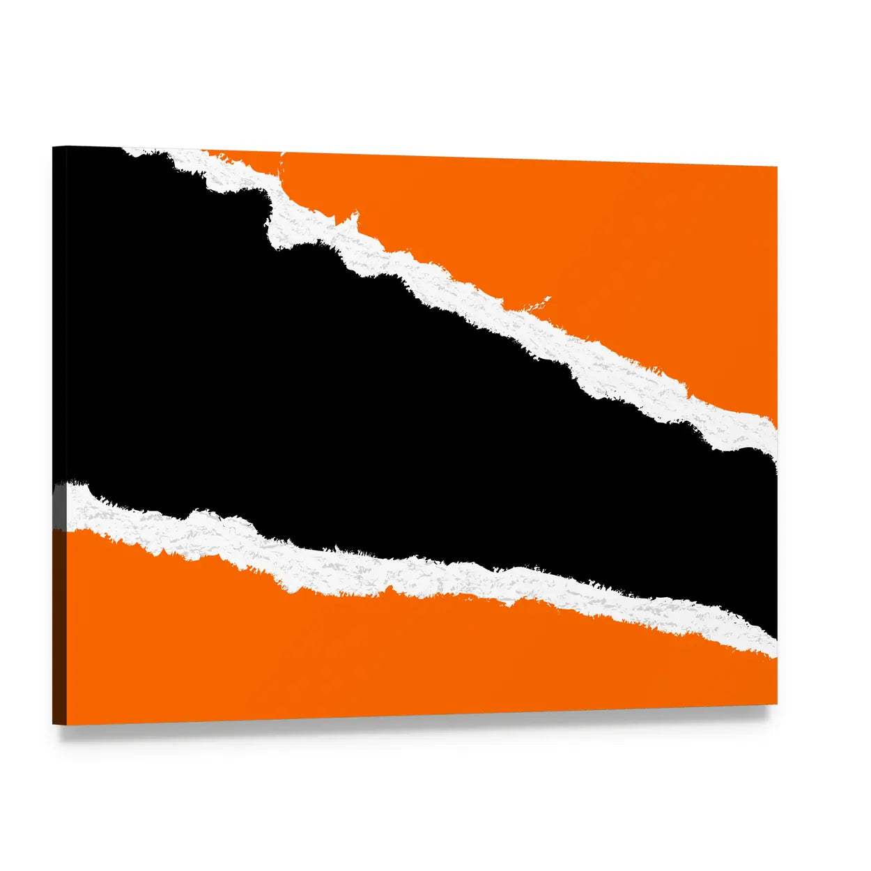 Torn Paper Abstract with Orange Fields Canvas Wall Art, single panel gallery wrapped canvas, angled product view