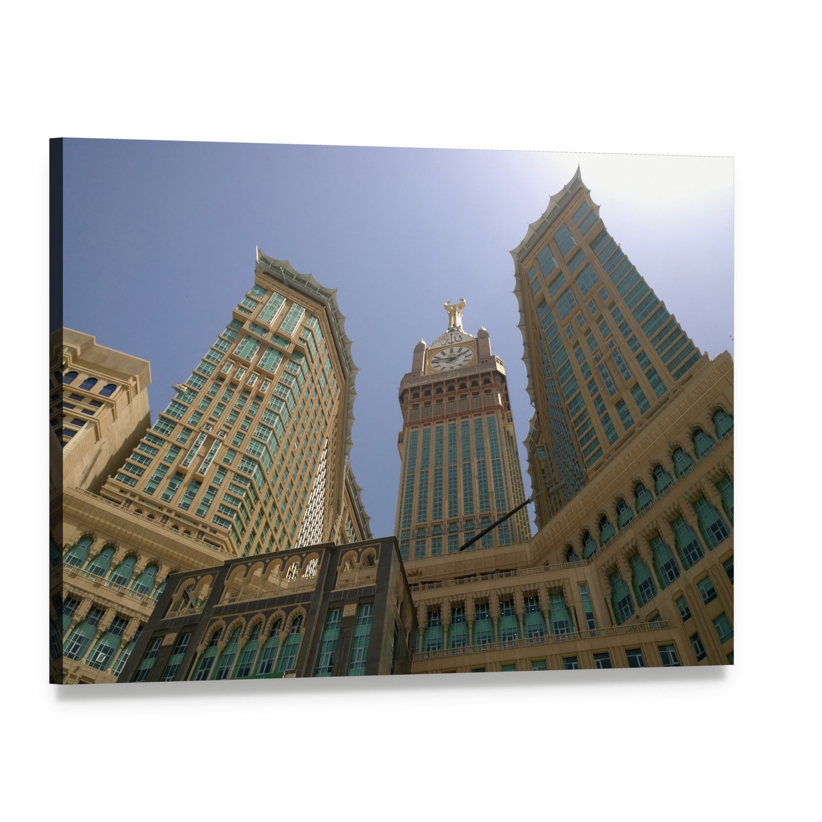 Mecca Clock Tower Canvas Wall Art, single panel gallery wrapped canvas, angled product view