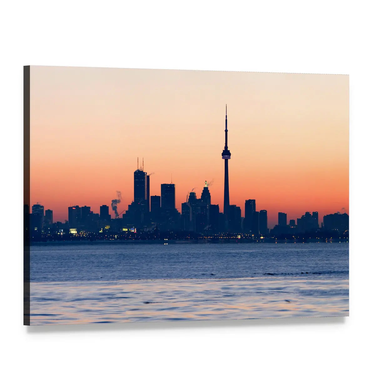 Toronto Skyline At Dawn Canvas Wall Art, single panel gallery wrapped canvas, angled product view