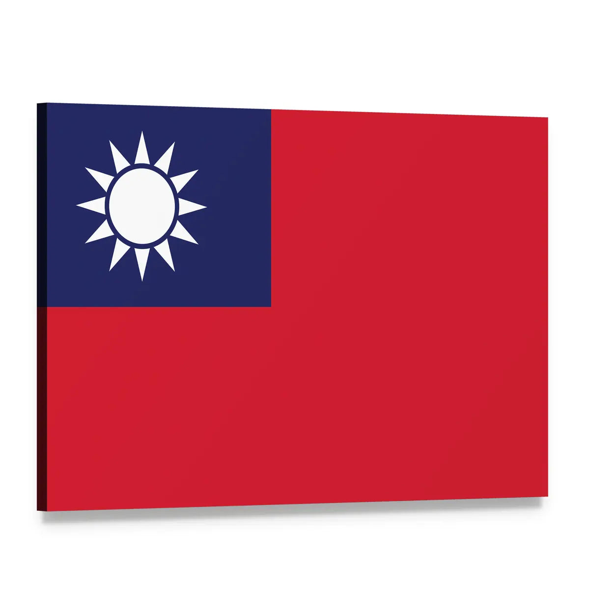 Taiwan Flag with White Sun Emblem Canvas Wall Art, single panel gallery wrapped canvas, angled product view