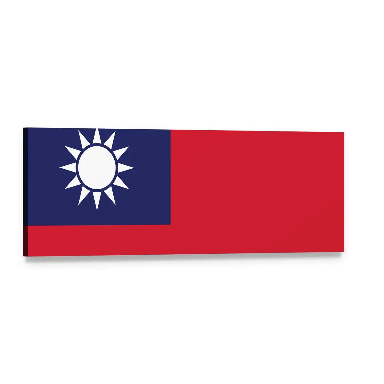 Taiwan Flag with White Sun Emblem Panoramic Canvas Wall Art, single panel gallery wrapped canvas, angled product view