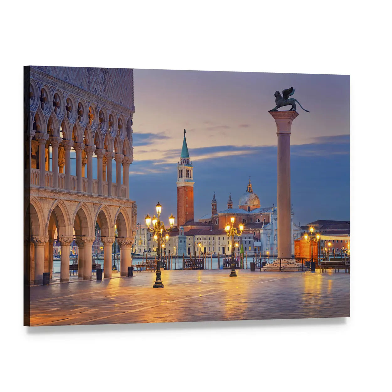 St Mark's Square, Venice Canvas Wall Art, single panel gallery wrapped canvas, angled product view