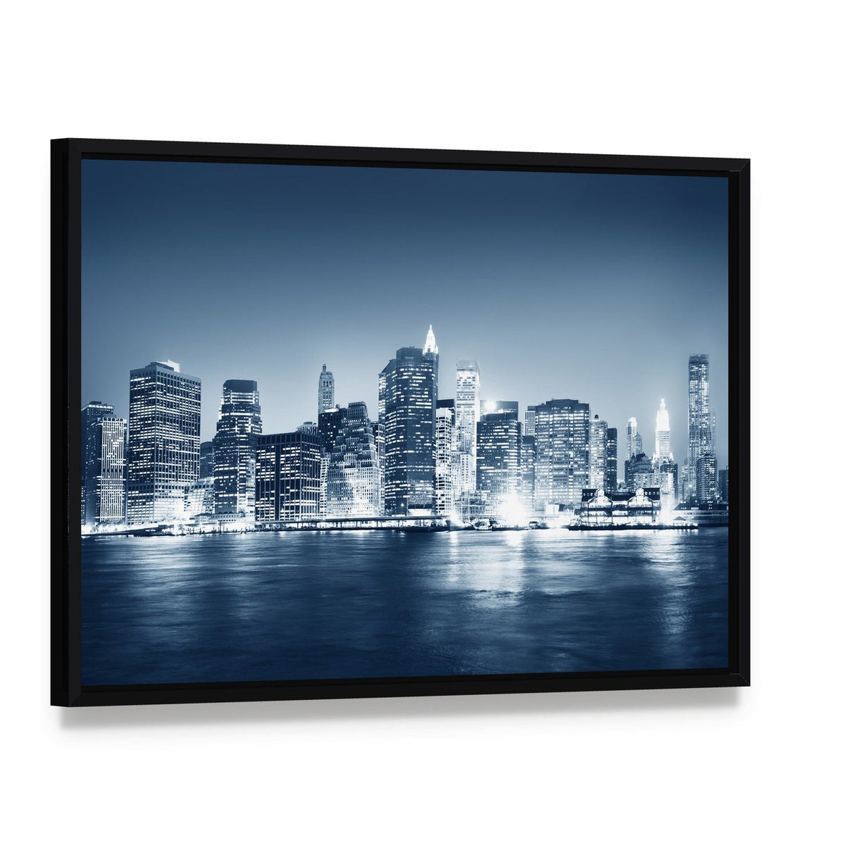 Building Skyscraper Ny Canvas Wall Art, framed canvas in a black floater frame, angled product view