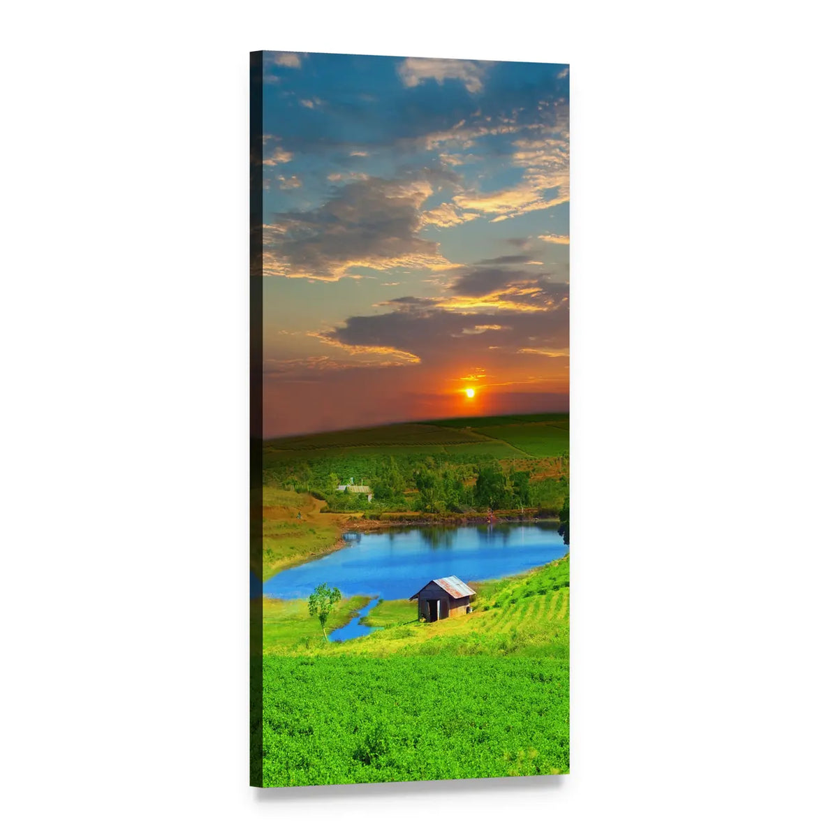 Tea Plantation Fields in Vietnam Vertical Canvas Wall Art, 1 panel 1 Vertical layout gallery wrapped canvas set, angled product view