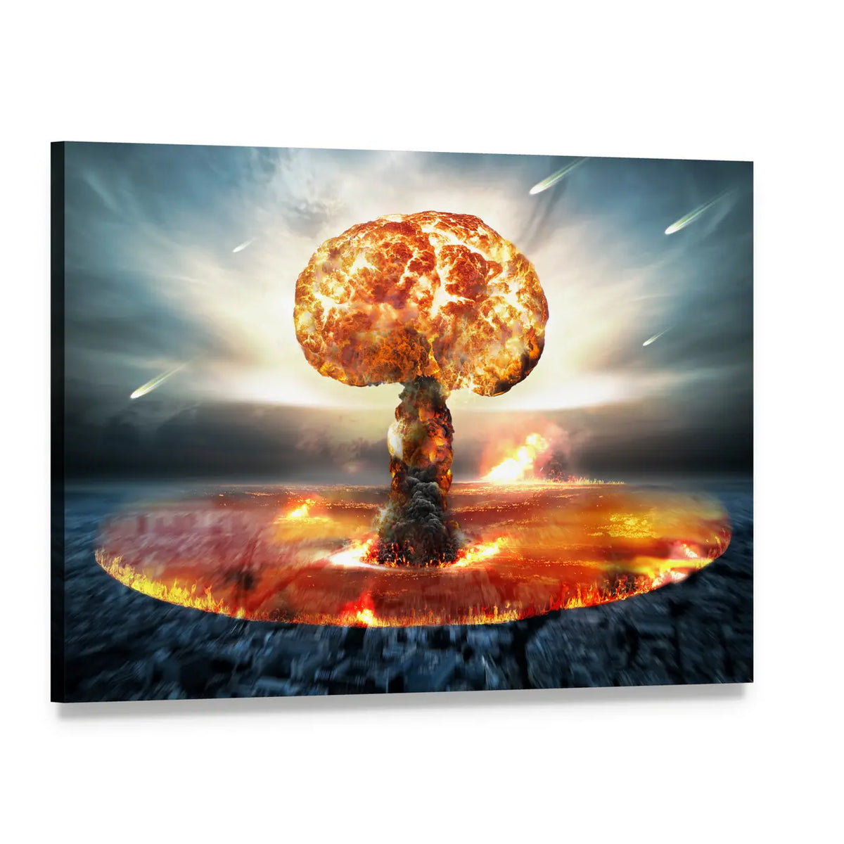 Danger of Nuclear War Canvas Wall Art, single panel gallery wrapped canvas, angled product view