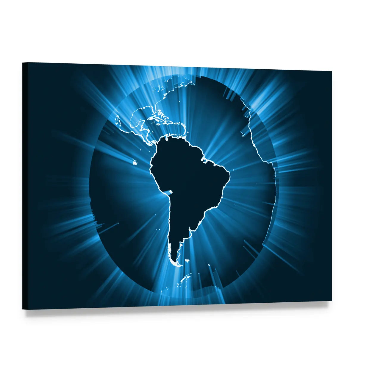 Radiant Earth Map Canvas Wall Art, single panel gallery wrapped canvas, angled product view