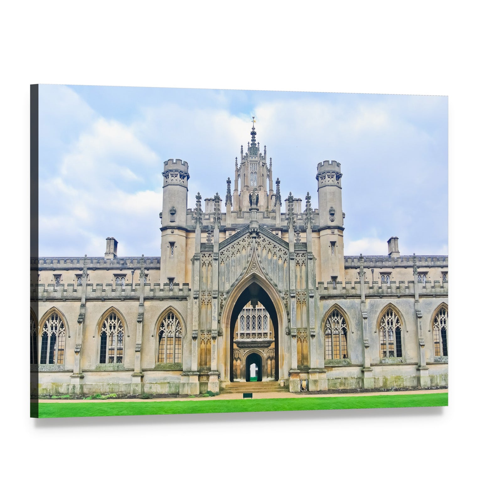 Gothic Architecture at University of Cambridge Canvas Wall Art, single panel gallery wrapped canvas, angled product view