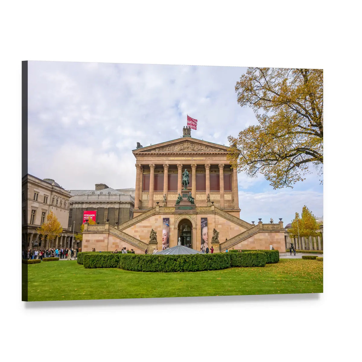 Alte Nationalgalerie Statue and Columns Canvas Wall Art, single panel gallery wrapped canvas, angled product view