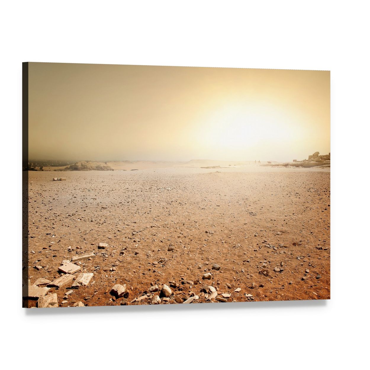 Sandy Desert at Sunset Canvas Wall Art, single panel gallery wrapped canvas, angled product view