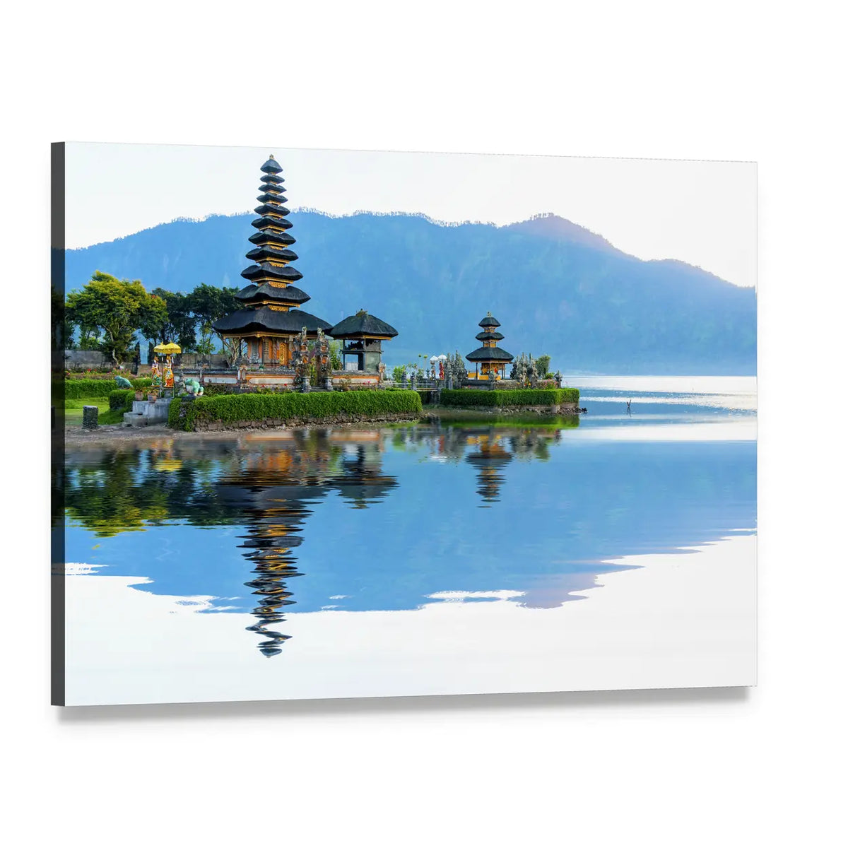 Pura Ulun Danu Temple on Lake Bratan Canvas Wall Art, single panel gallery wrapped canvas, angled product view