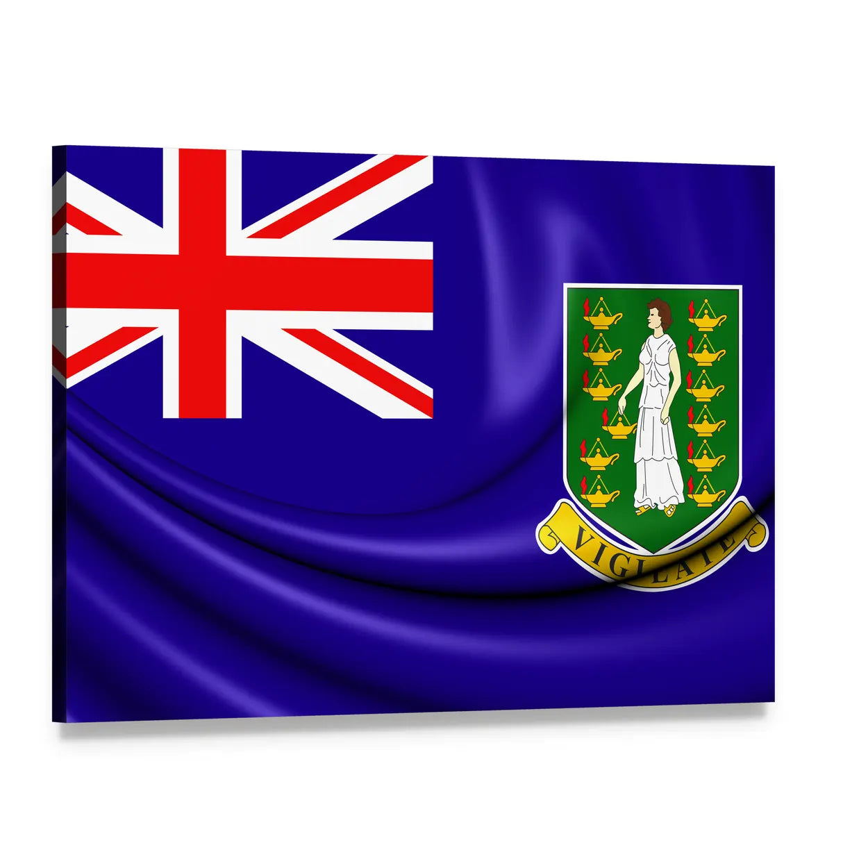 British Virgin Islands Flag Canvas Wall Art, single panel gallery wrapped canvas, angled product view