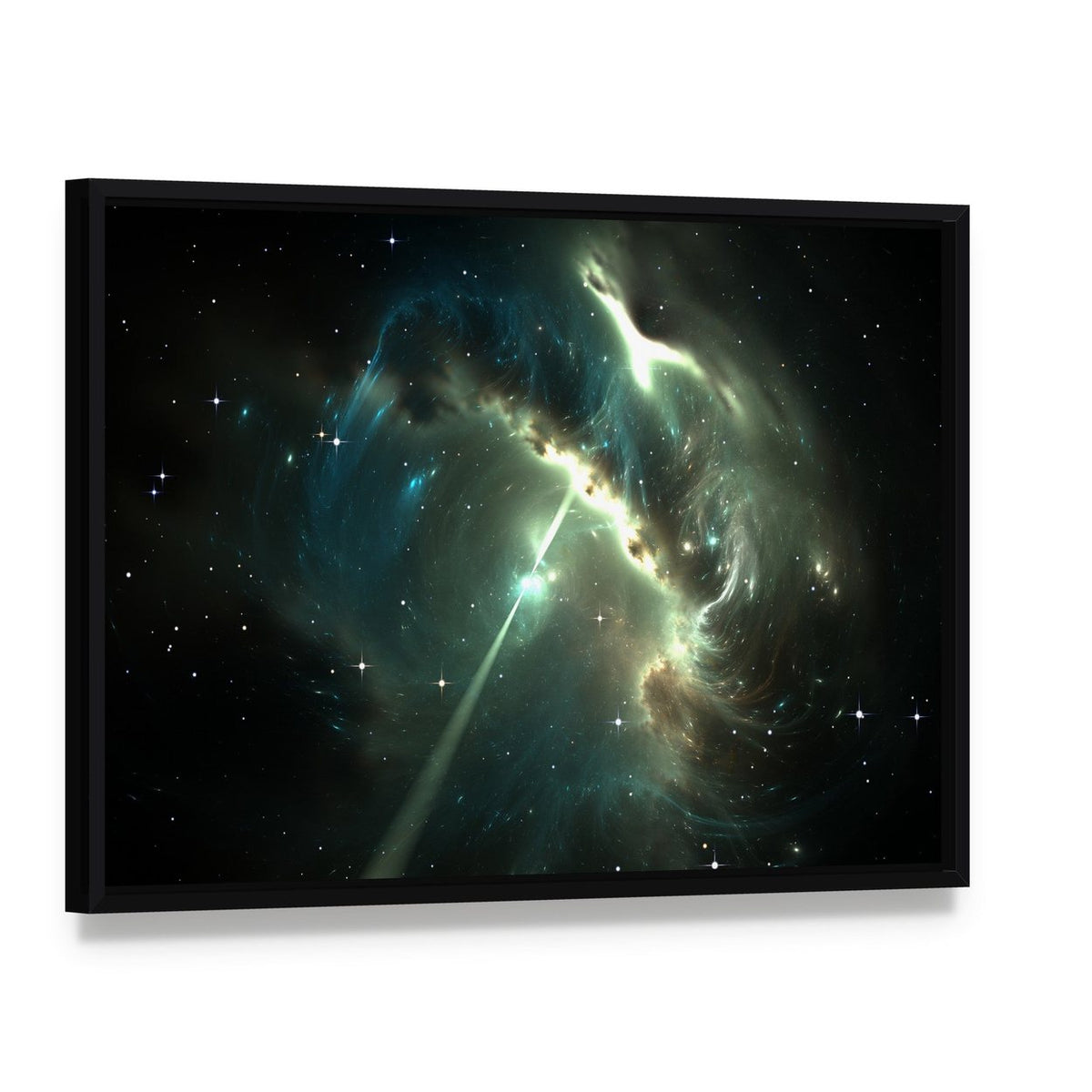 Pulsar in the Nebula Canvas Wall Art, framed canvas in a black floater frame, angled product view
