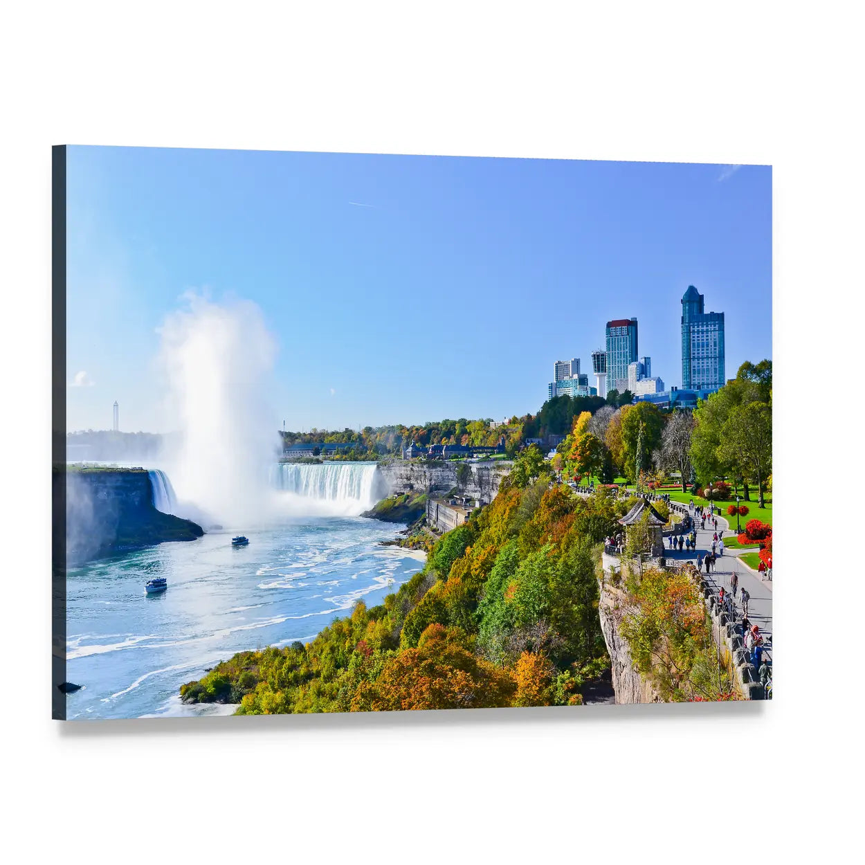 Autumn View of Niagara Falls Canvas Wall Art, single panel gallery wrapped canvas, angled product view