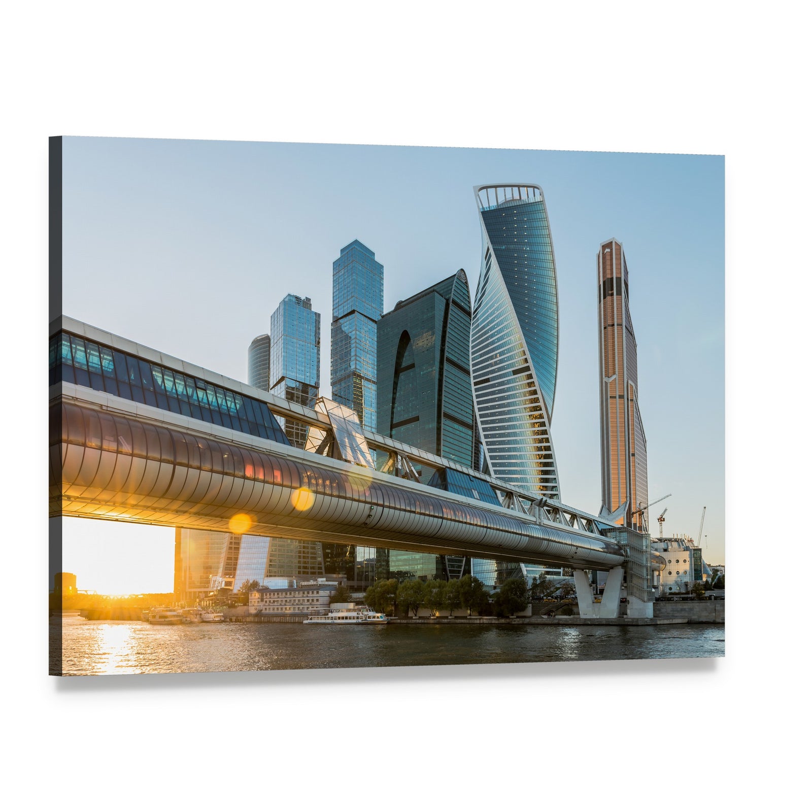 Moscow City at Sunset Canvas Wall Art, single panel gallery wrapped canvas, angled product view