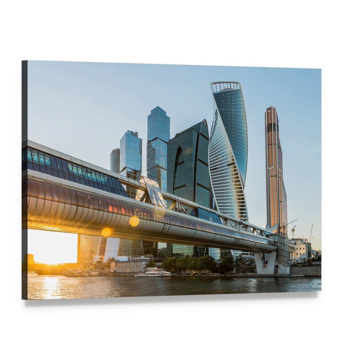 Moscow City at Sunset Canvas Wall Art, single panel gallery wrapped canvas, angled product view