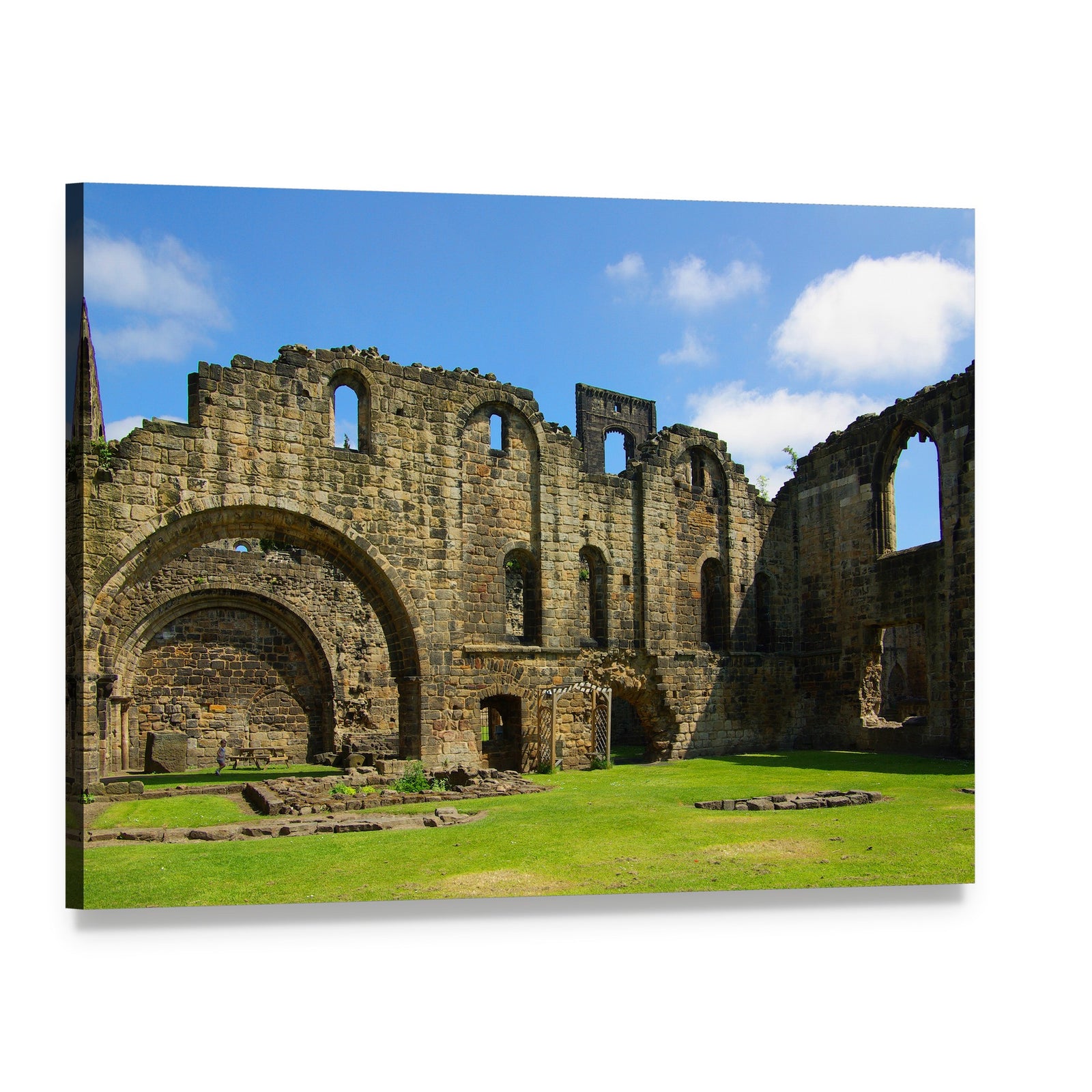 Kirkstall Abbey Ruins Canvas Wall Art, single panel gallery wrapped canvas, angled product view