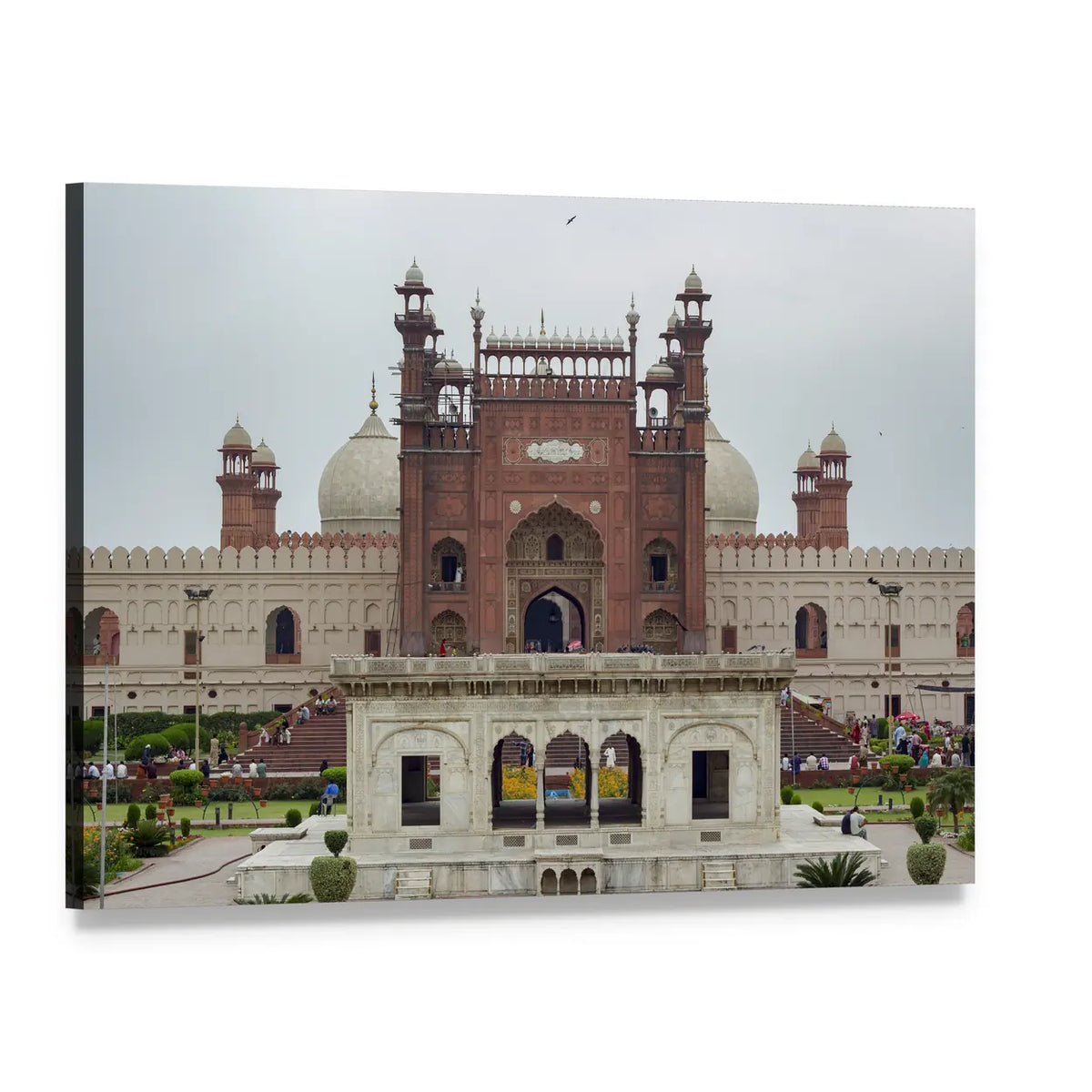 Badshahi Mosque Mughal Architecture Canvas Wall Art, single panel gallery wrapped canvas, angled product view