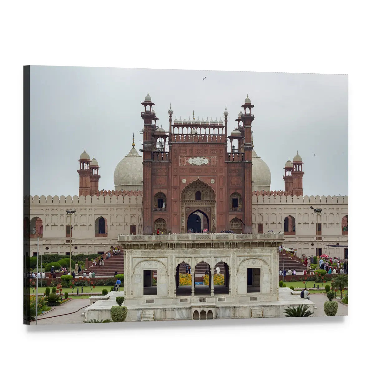 Badshahi Mosque Mughal Architecture Canvas Wall Art, single panel gallery wrapped canvas, angled product view