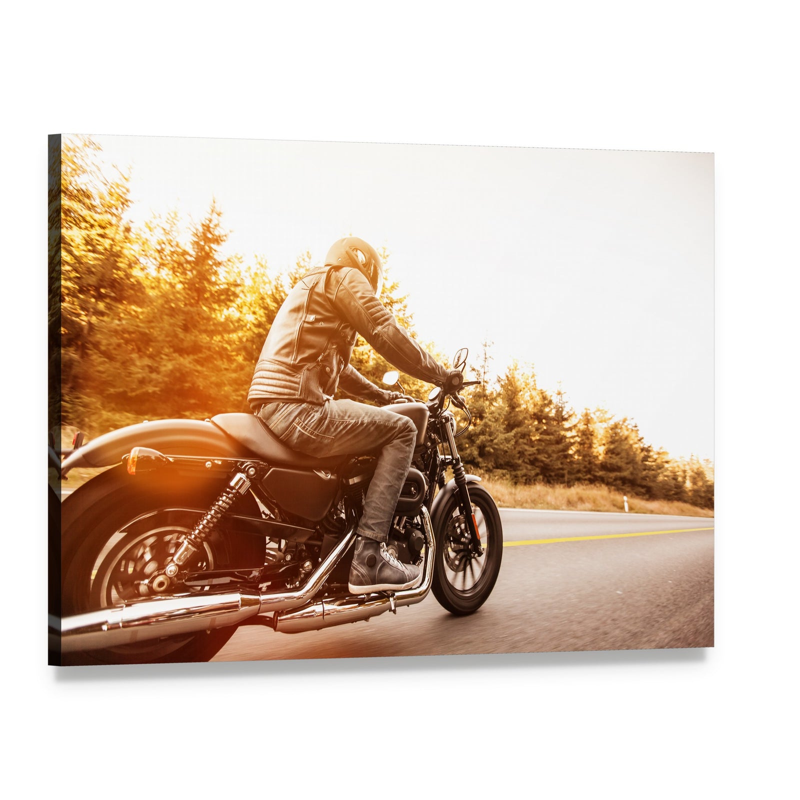 High Power Motorcycle Canvas Wall Art, single panel gallery wrapped canvas, angled product view