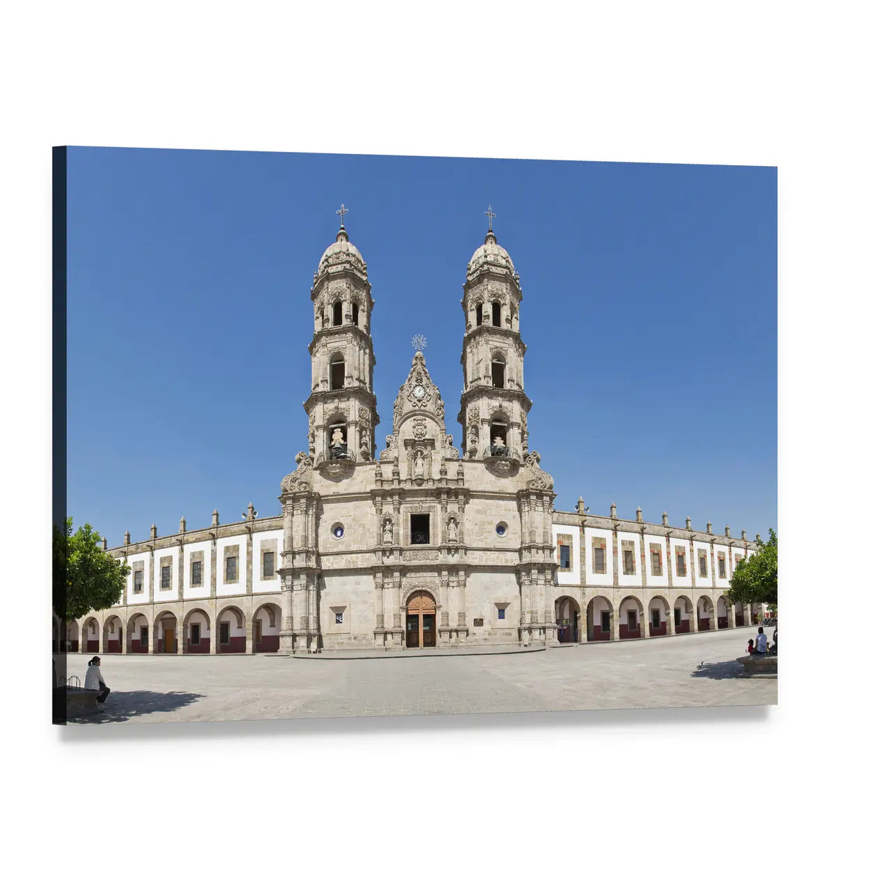 Basilica De Zapopan Facade Canvas Wall Art, single panel gallery wrapped canvas, angled product view