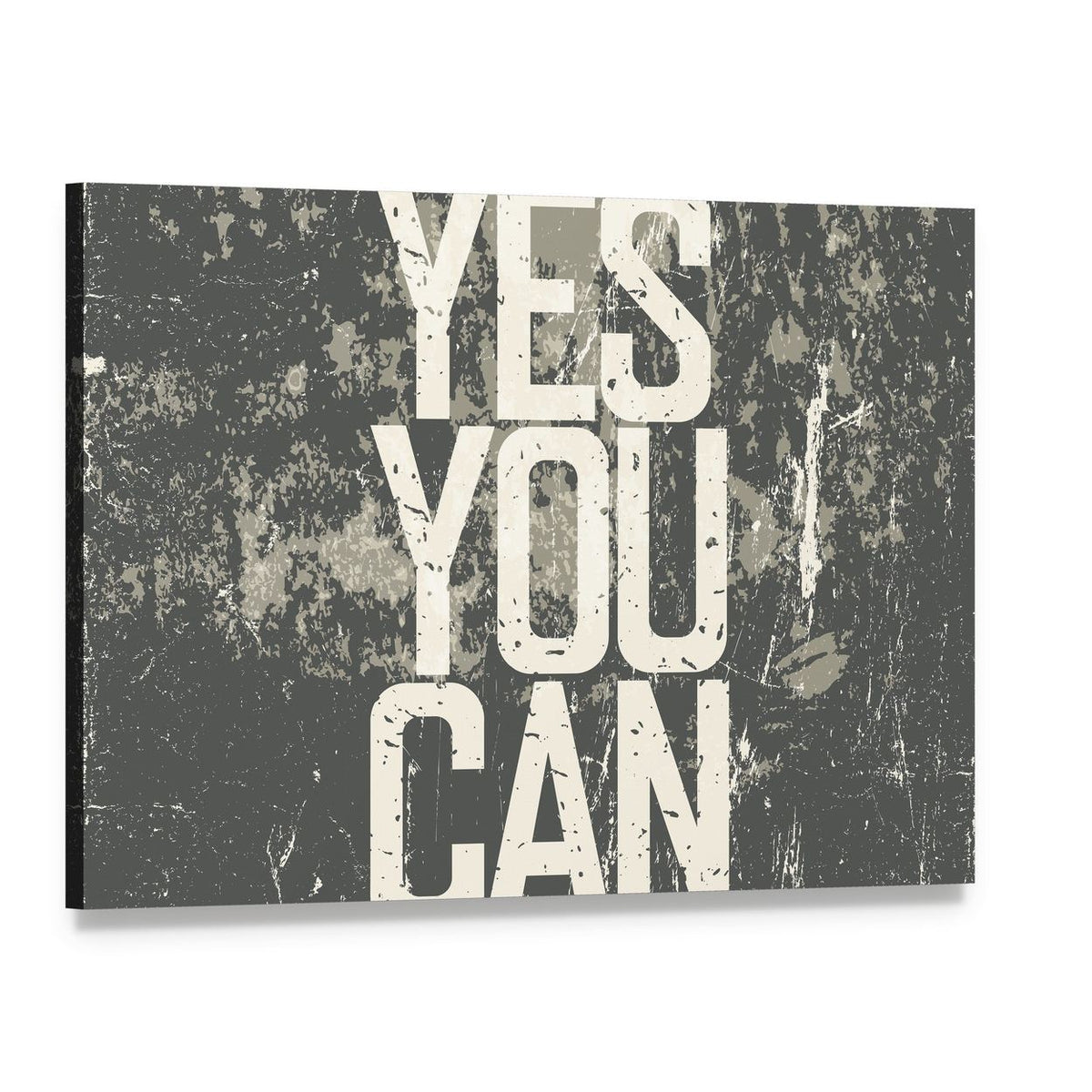Yes You Can Motivational Quote Canvas Wall Art, single panel gallery wrapped canvas, angled product view