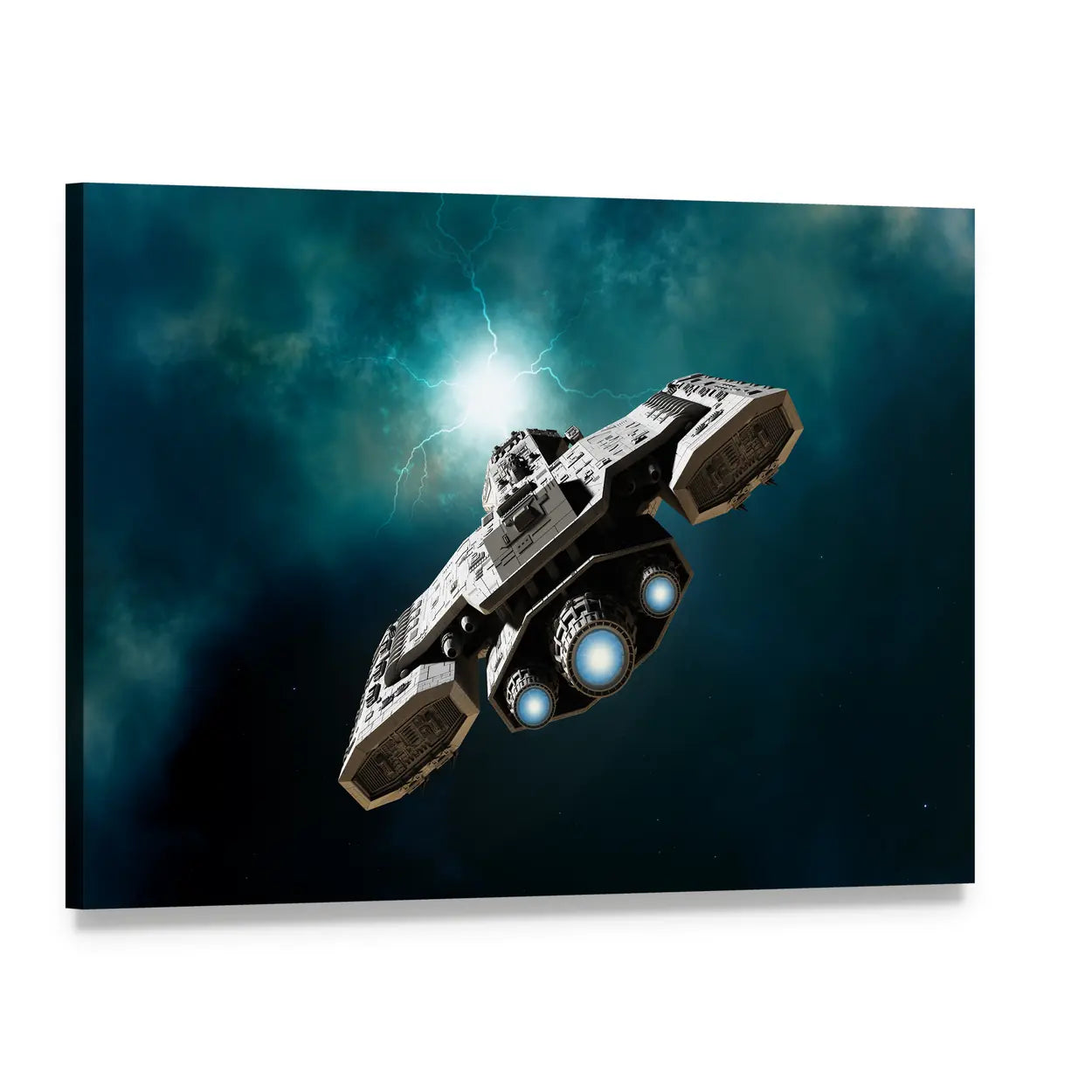 Spaceship Entering a Wormhole Canvas Wall Art, single panel gallery wrapped canvas, angled product view