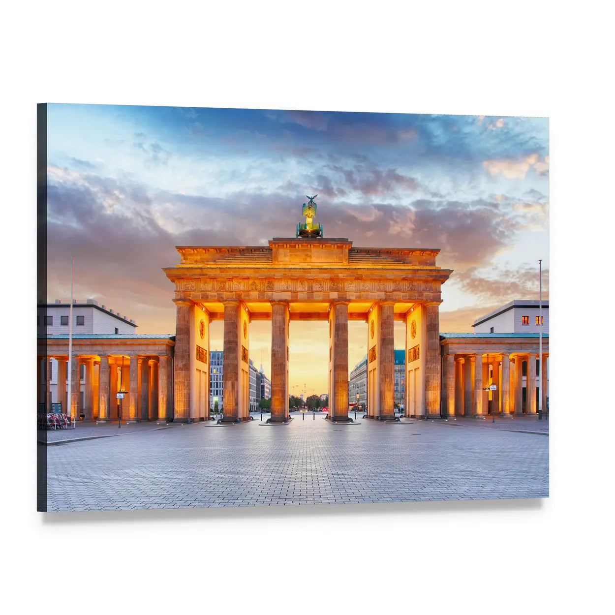 Brandenburg Gate at Dusk Canvas Wall Art, single panel gallery wrapped canvas, angled product view