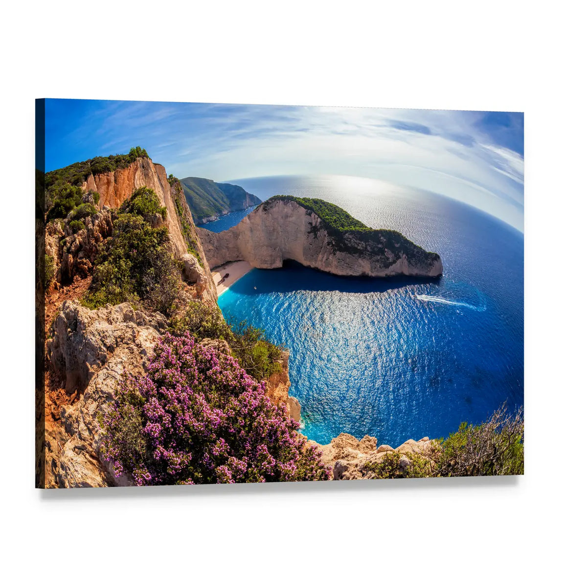 Navagio Beach Turquoise Bay, Zakynthos Canvas Wall Art, single panel gallery wrapped canvas, angled product view