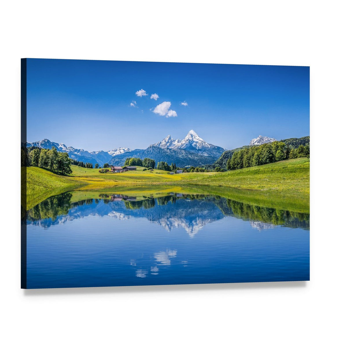 Idyllic Summer Landscape Canvas Wall Art, single panel gallery wrapped canvas, angled product view