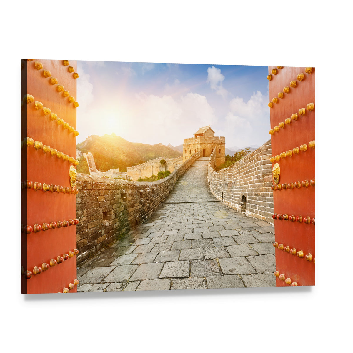 Great Wall of China in the Sunset Canvas Wall Art, single panel gallery wrapped canvas, angled product view