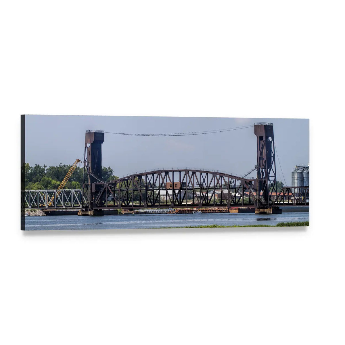 Drawbridge in Decatur Panoramic Canvas Wall Art, single panel gallery wrapped canvas, angled product view