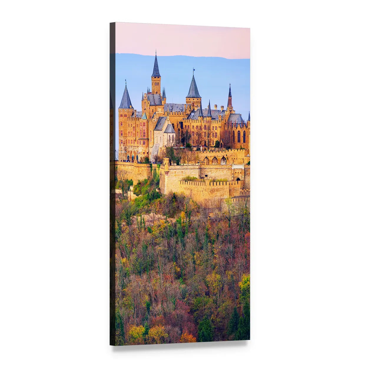 Hohenzollern Castle on Autumn Hill Vertical Canvas Wall Art, 1 panel 1 Vertical layout gallery wrapped canvas set, angled product view