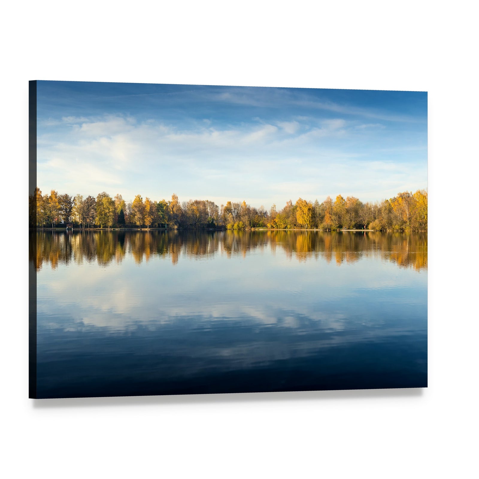 Lake in Autumn Bavaria Canvas Wall Art, single panel gallery wrapped canvas, angled product view