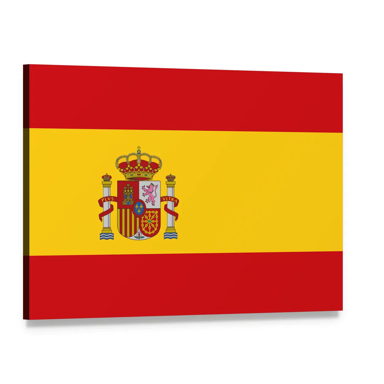 Flag of Spain with Coat of Arms Canvas Wall Art, single panel gallery wrapped canvas, angled product view