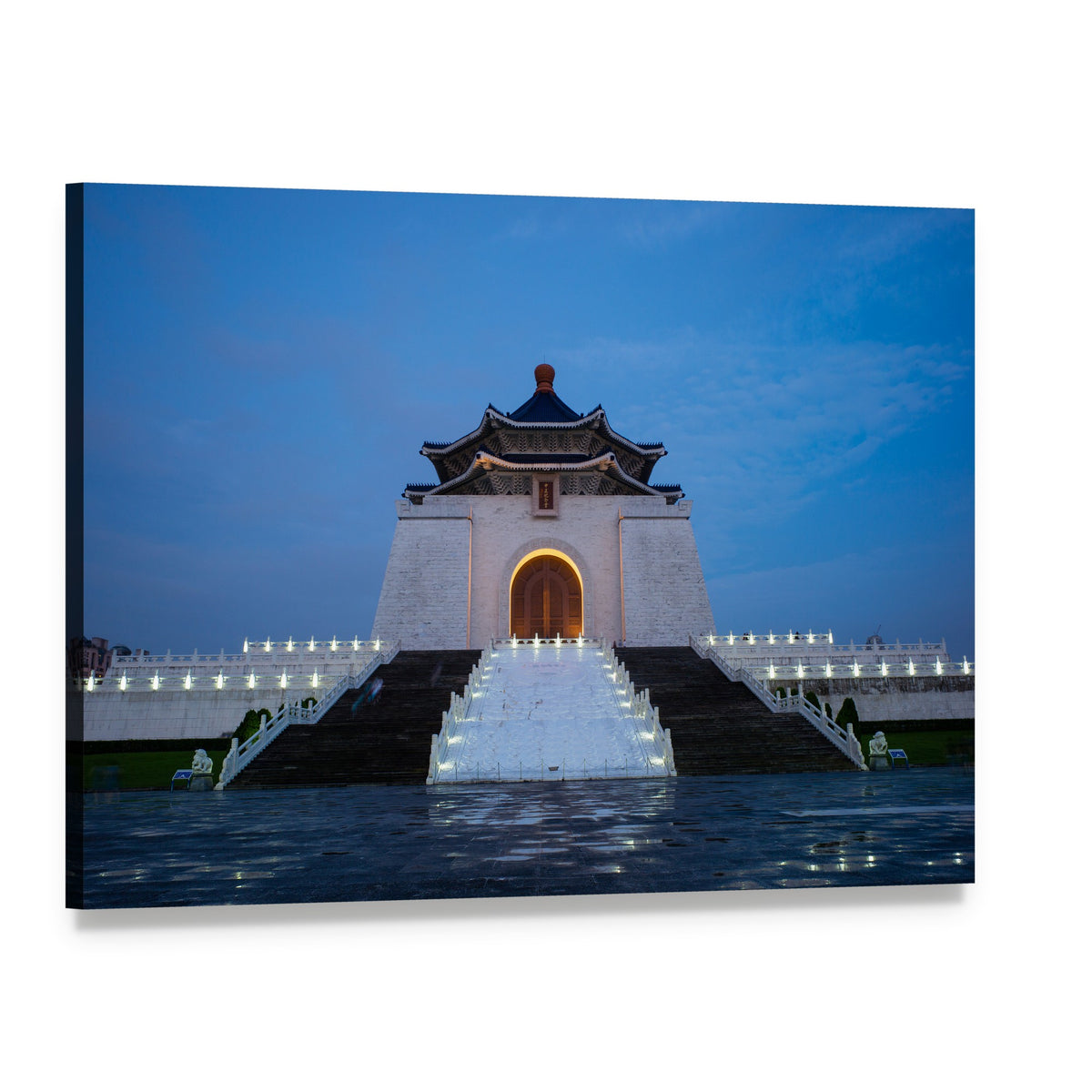 Chiang Kai-shek Memorial Hall at Dusk Canvas Wall Art, single panel gallery wrapped canvas, angled product view