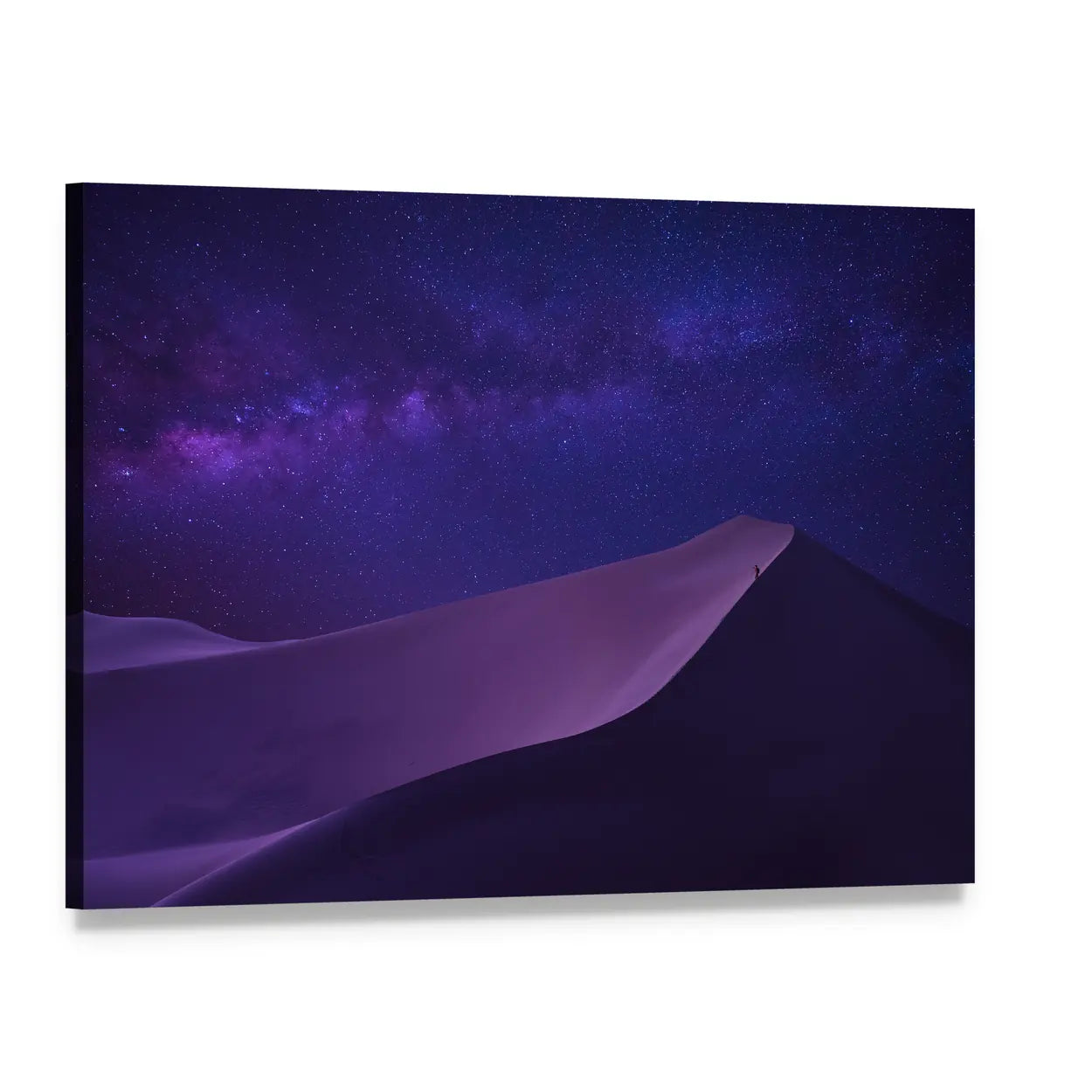 Milky Way Over Sahara Dunes Canvas Wall Art, single panel gallery wrapped canvas, angled product view