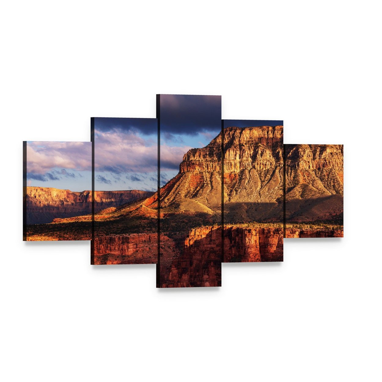 Grand Canyon National Park Canvas Wall Art, 5 panel 5 Star layout gallery wrapped canvas set, angled product view